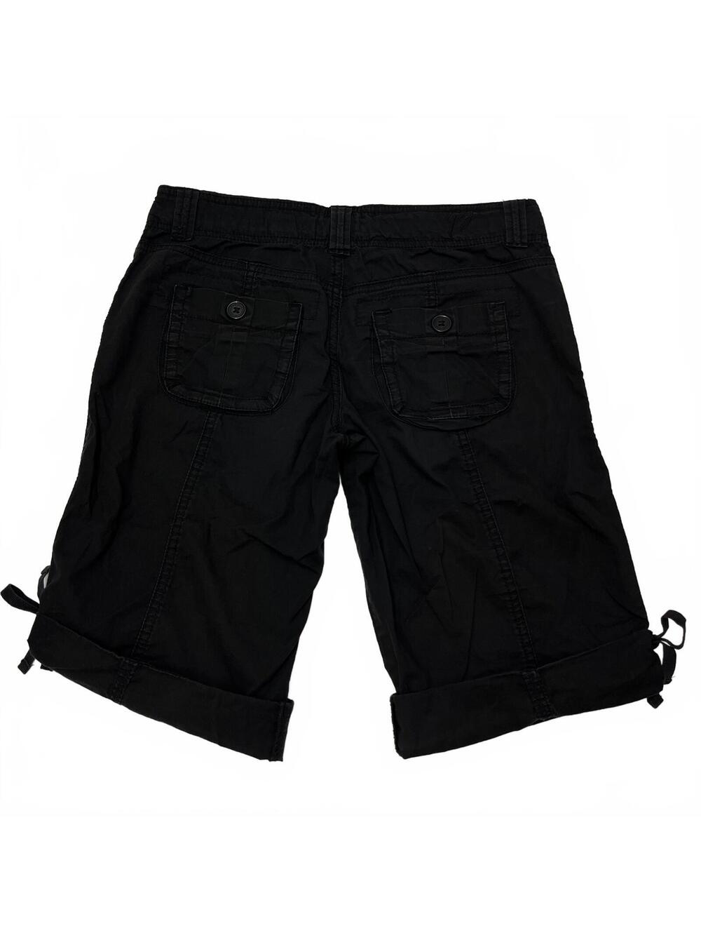 Y2K Garage Black Low Rise Cuffed Cargo Capris Sz 1 Summer Casual